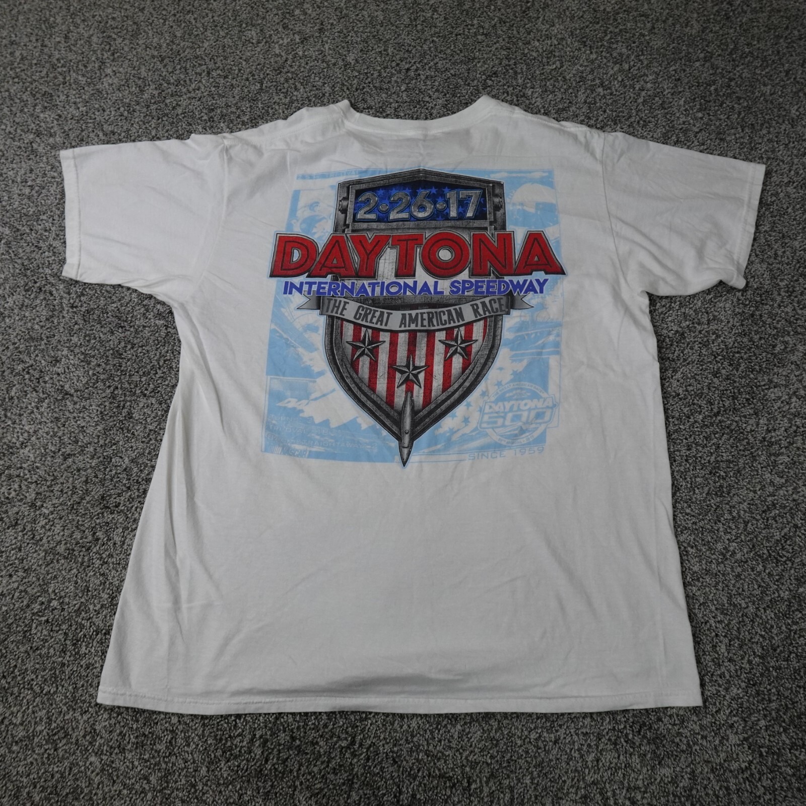 Nascar Shirt Mens Large White Fanatics Daytona 500 Racing Racecar Speedway Logo